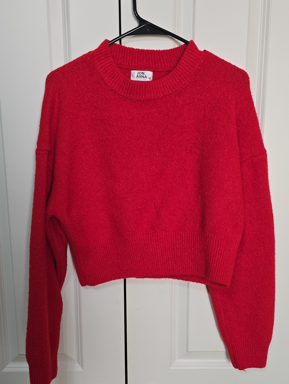 Jon & Anna Bright Red Cropped Crewneck Sweater